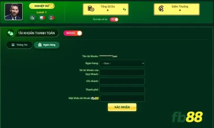 Hình thức chuyển khoản qua ngân hàng tại FB88