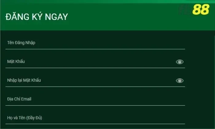 Nhập thông tin cá nhân mà Fb88 yêu cầu
