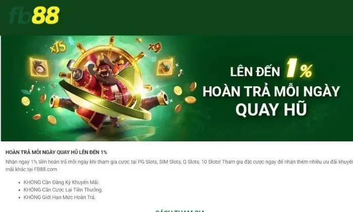 Hoàn trả mỗi ngày quay hũ FB8 mỗi ngày