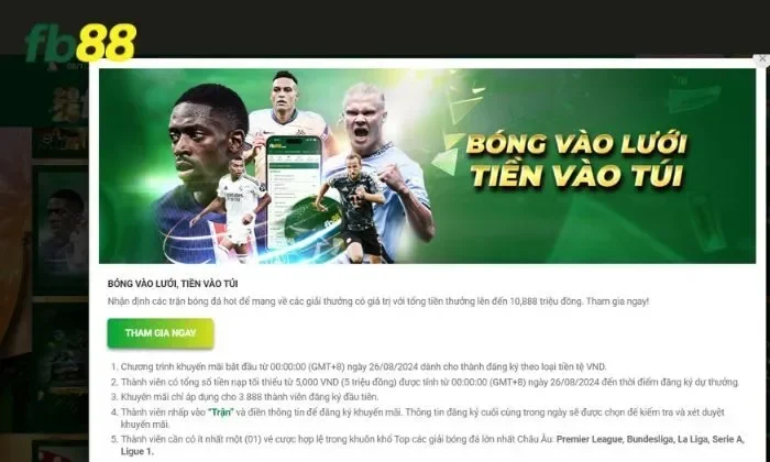 Khuyến mãi Bóng vào lưới, tiền vào túi FB88