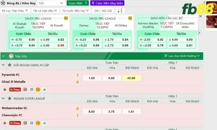 Đặt kèo 1x2 Thể thao điện tử FB88 đơn giản