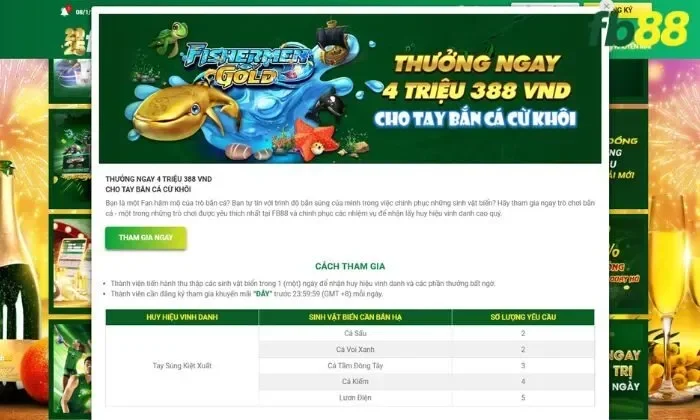 Cách tham gia khuyến mãi thưởng 4 triệu 388 VNĐ cho tay bắn cá cừ khôi